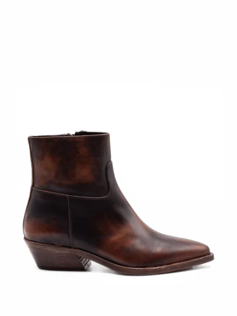Archive burnished leather ankle boots