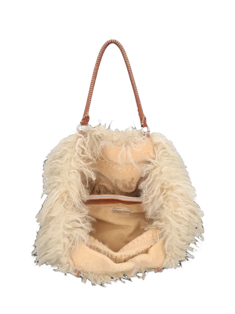Ermanno Scervino Vintage embroidered shearling tote bag - Tons neutres