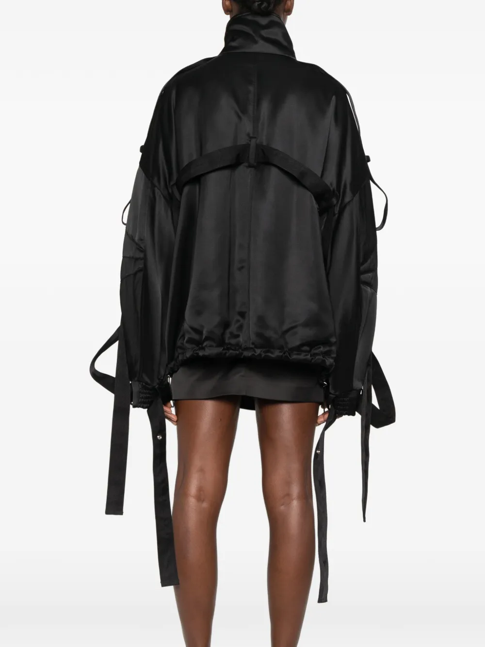 The Attico buckle-strap oversized jacket Zwart