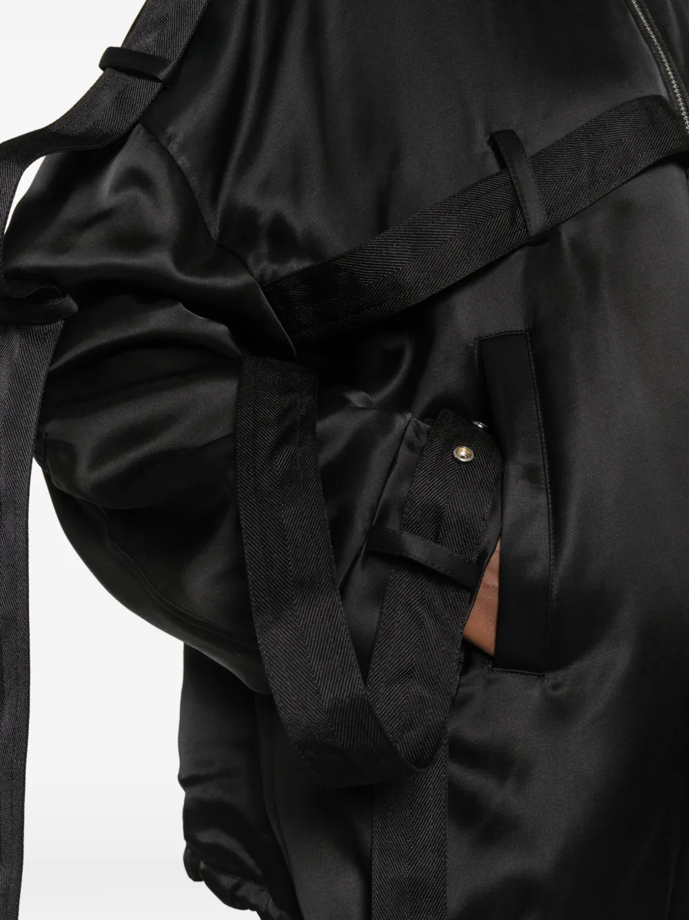 The Attico buckle-strap oversized jacket Zwart