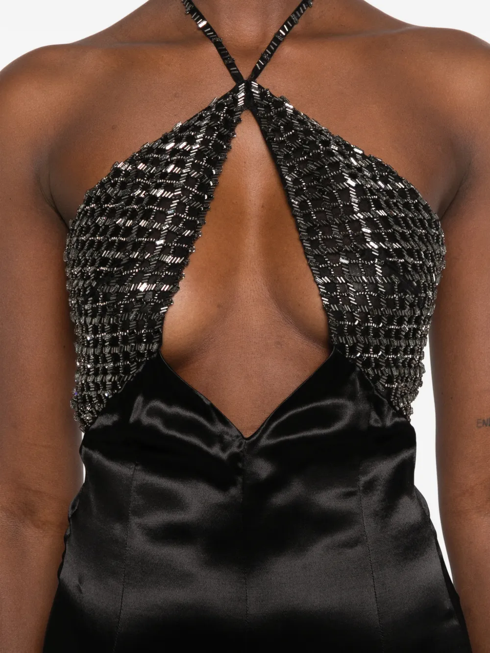 The Attico sleeveless maxi dress Zwart
