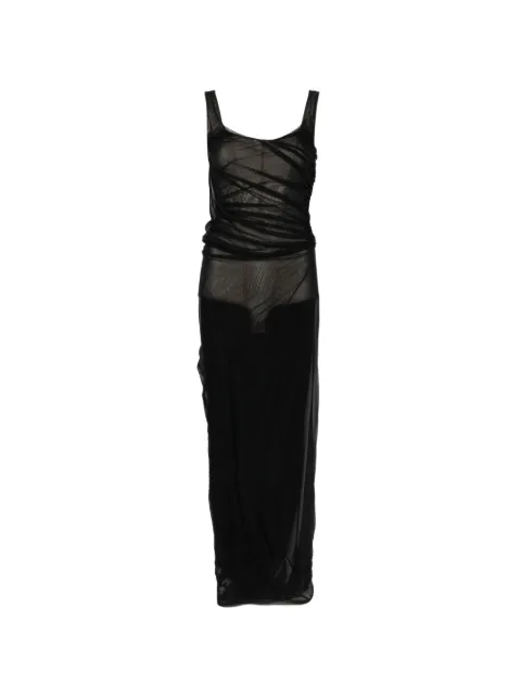 The Attico ruched sheer-mesh maxi dress