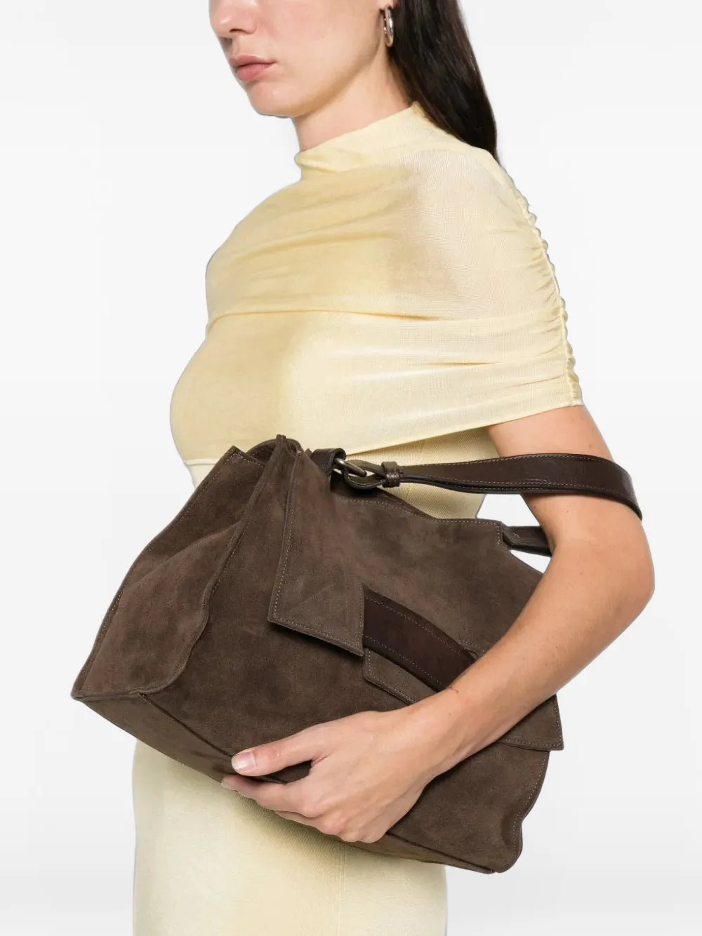 SOMMET small My Way suede shoulder bag - Brown