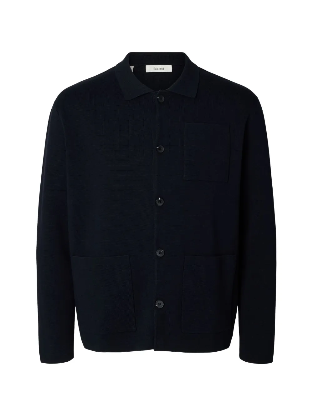 SELECTED polo-collar cardigan - Blue