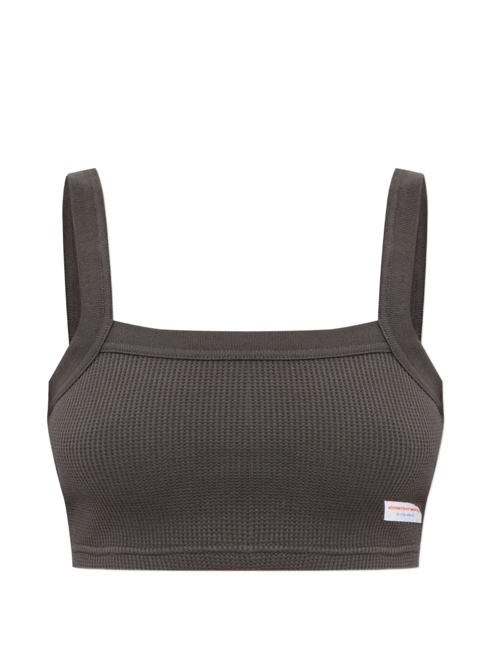 Alexander Wang Wafelgebreide cropped top met logopatch Grijs