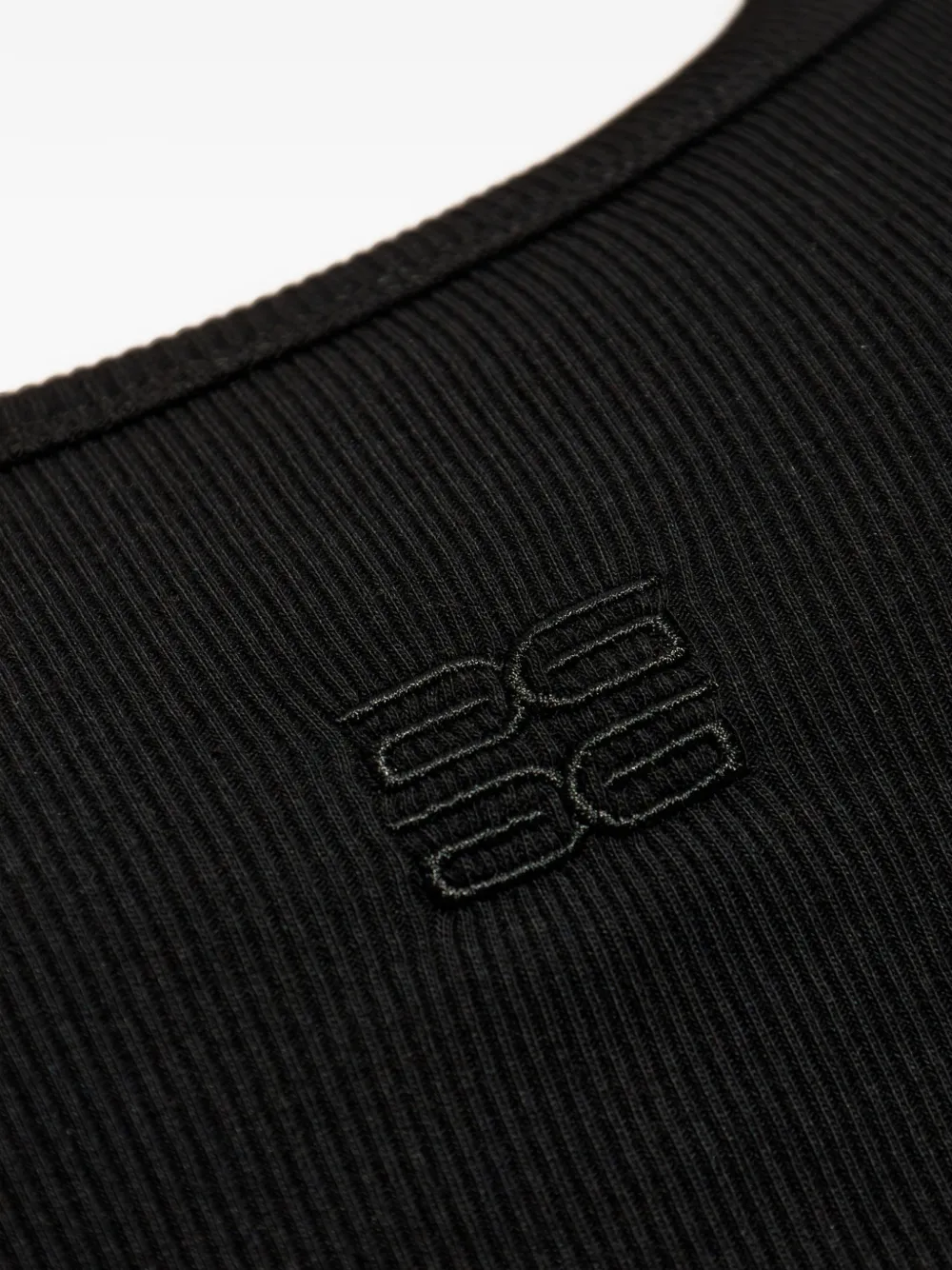 Gestuz ribbed logo-embroidered top Zwart