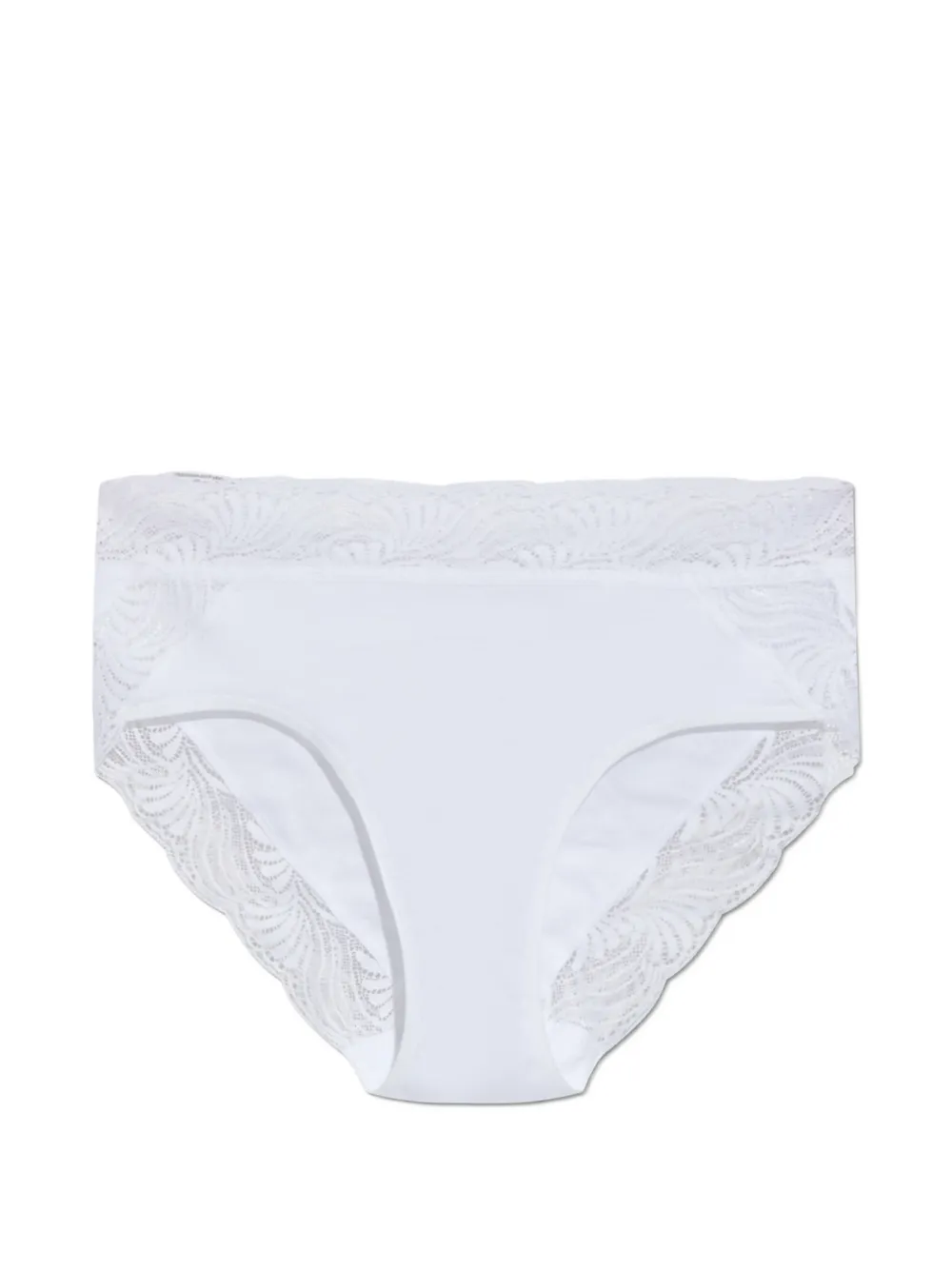 Hanro Slip in cotone con bordo in pizzo - Bianco