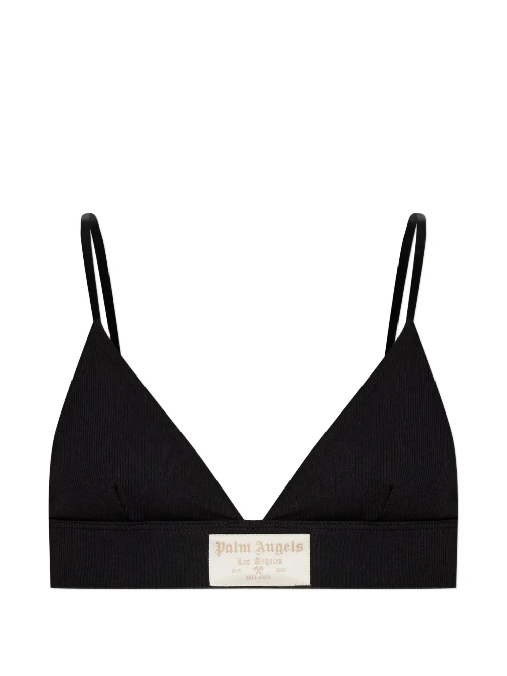 Palm Angels Reggiseno a coste con logo - Nero