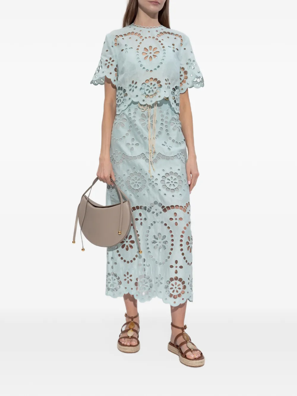 ZIMMERMANN Gewelfde top met geborduurde ringlets Blauw