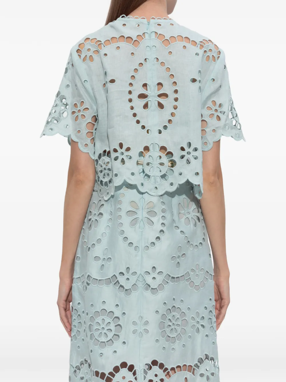 ZIMMERMANN Gewelfde top met geborduurde ringlets Blauw