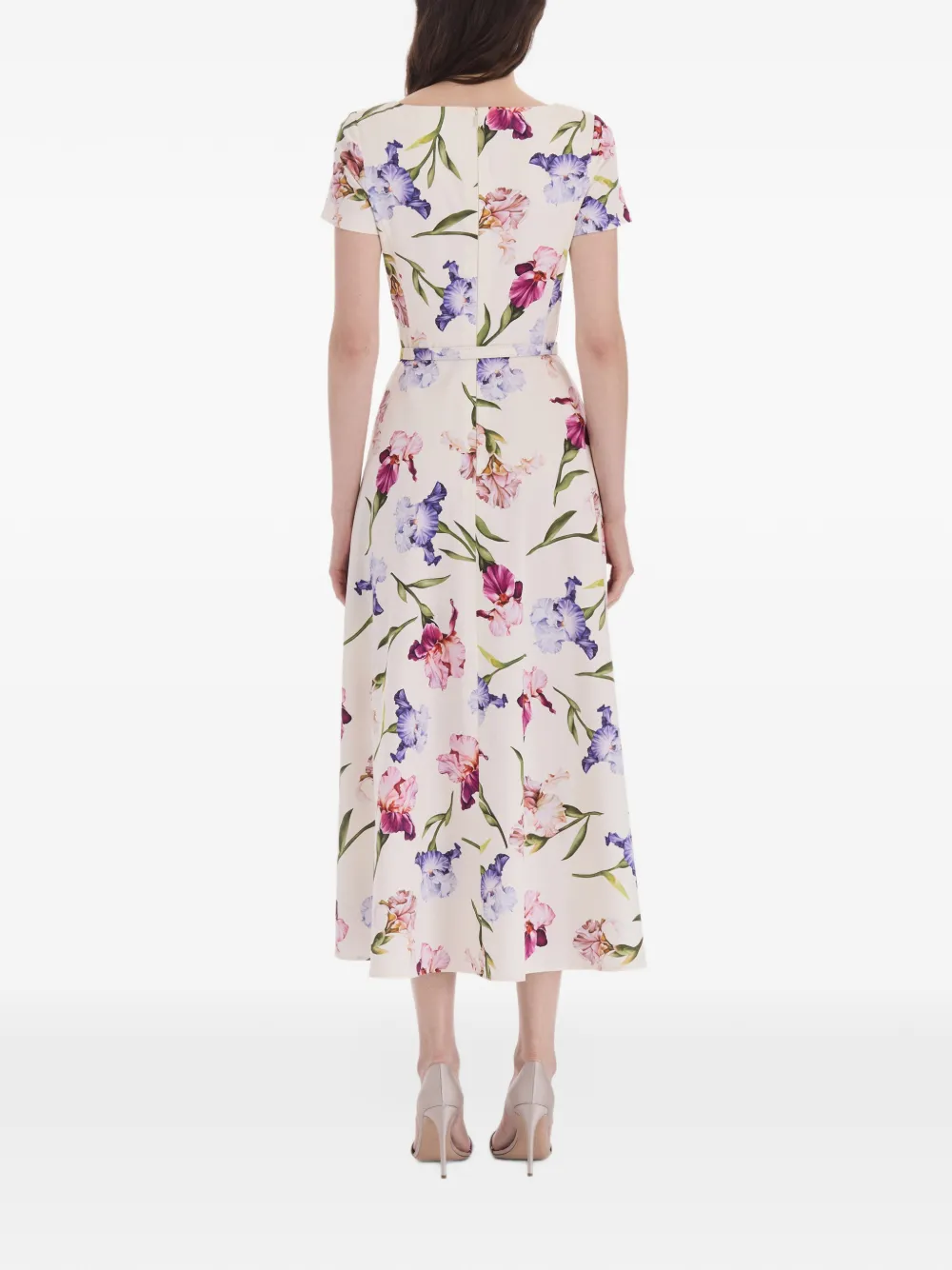 Oscar de la Renta floral-print belted midi dress Beige