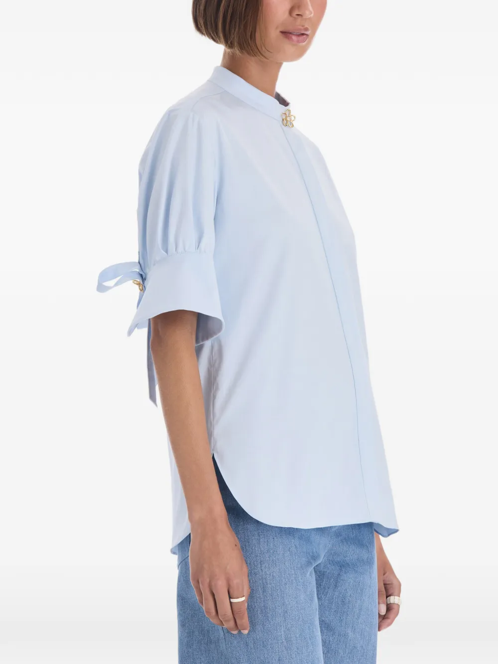 Oscar de la Renta bow-detail poplin blouse Blauw