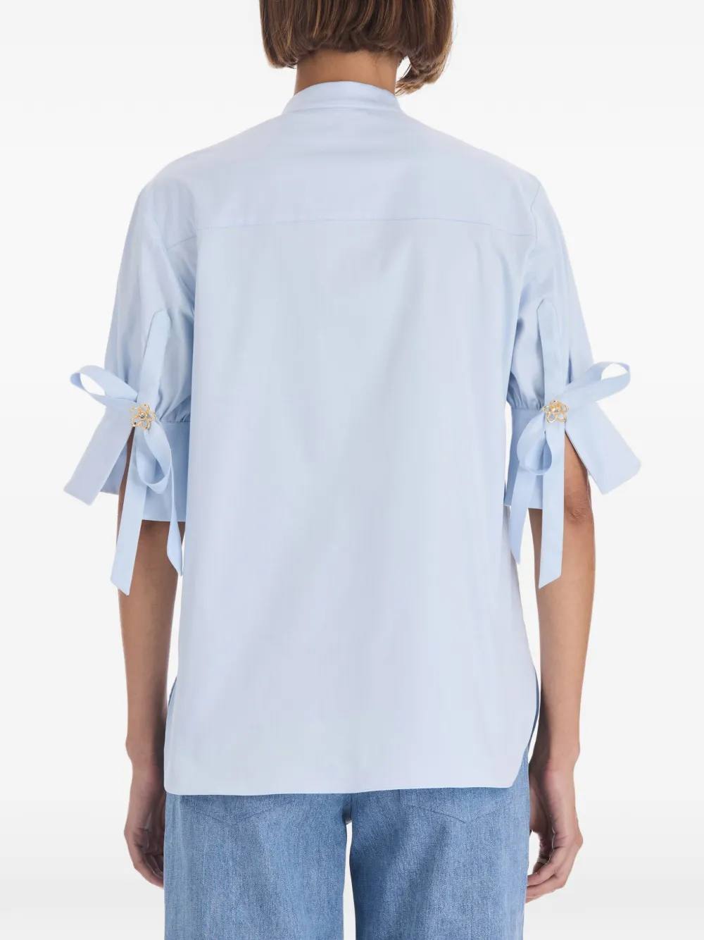 Oscar de la Renta bow-detail poplin blouse Blauw