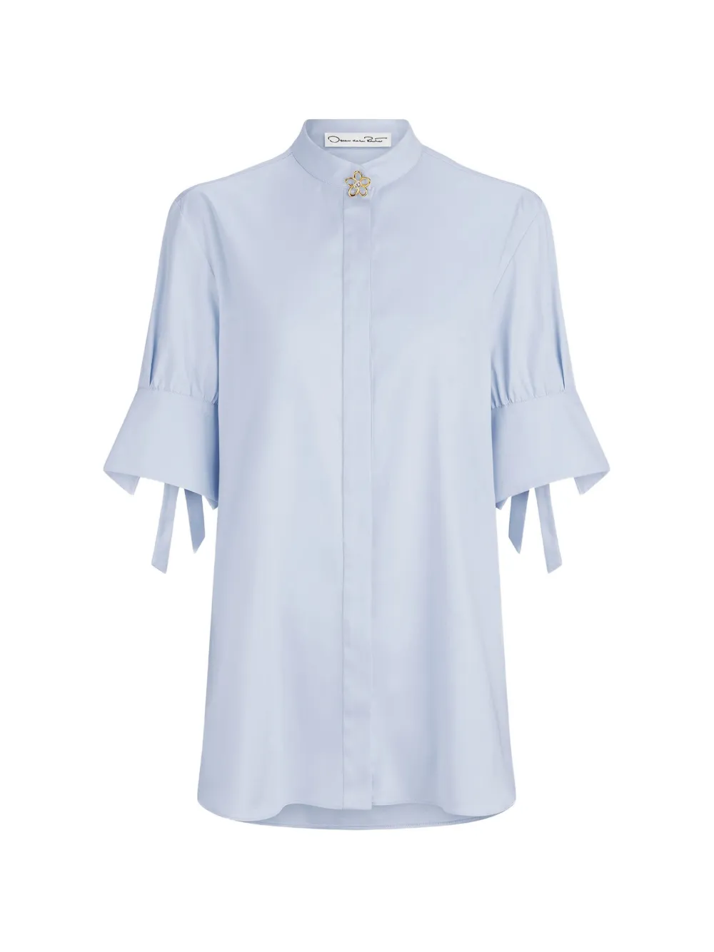 Oscar de la Renta bow-detail poplin blouse Blauw