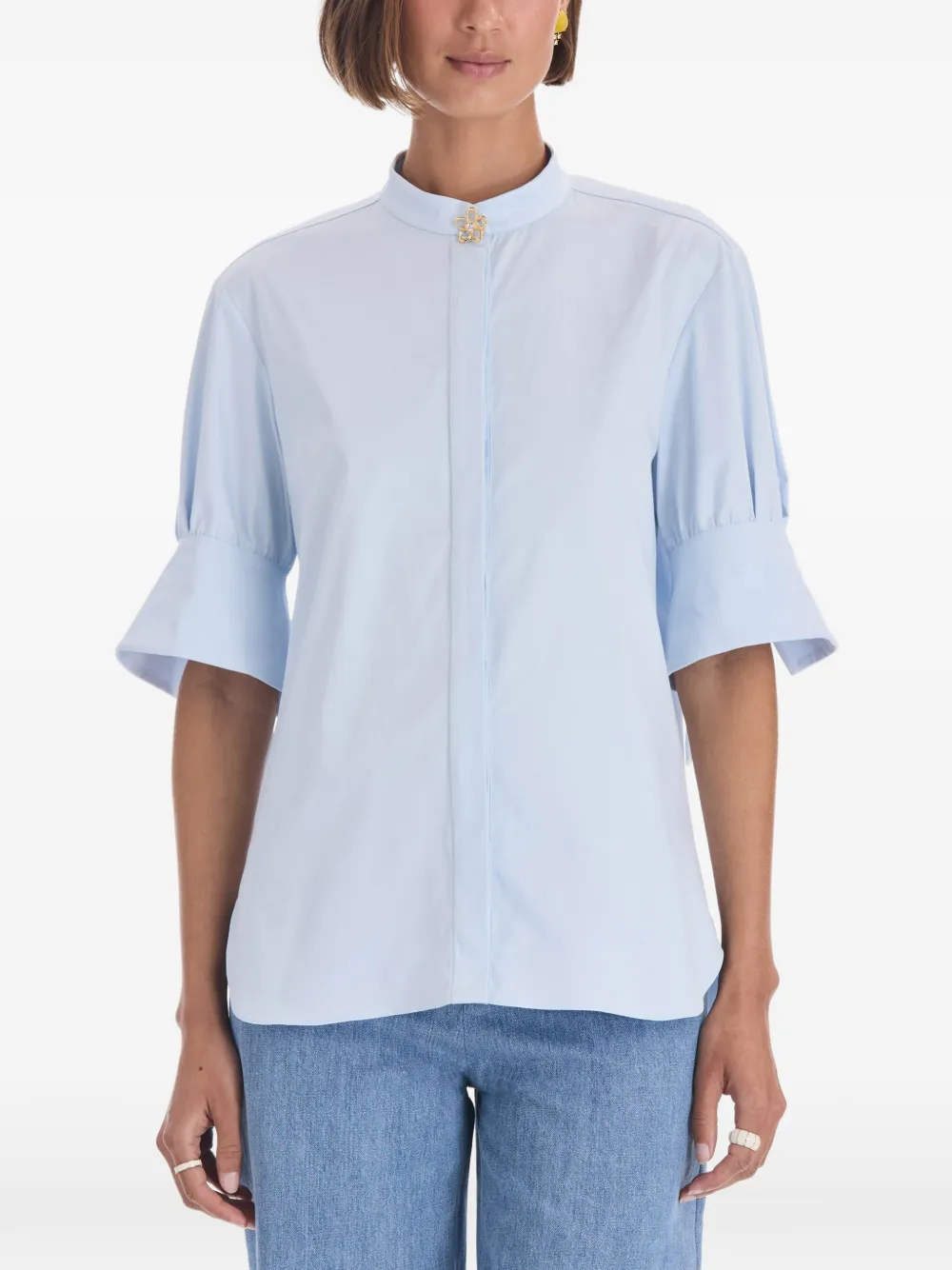 Oscar de la Renta bow-detail poplin blouse Blauw