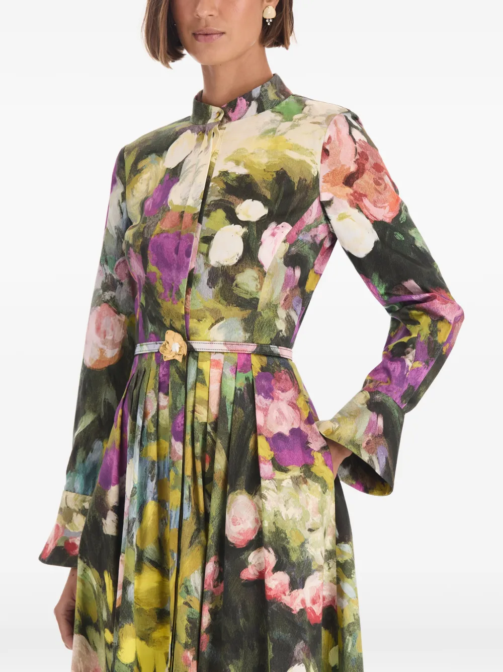Oscar de la Renta floral-print midi dress Groen
