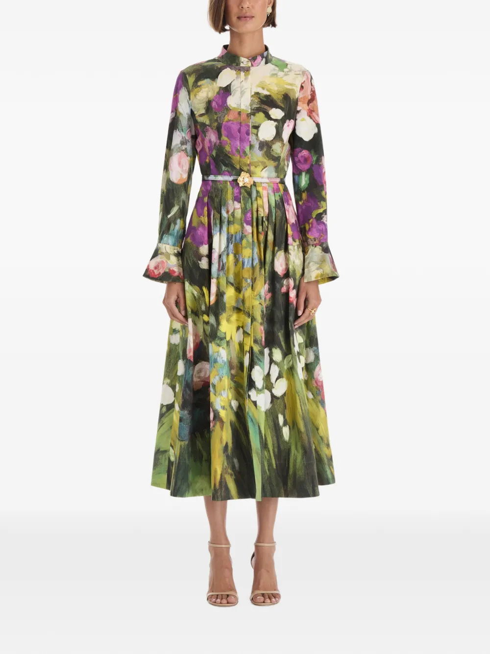 Oscar de la Renta floral-print midi dress Groen