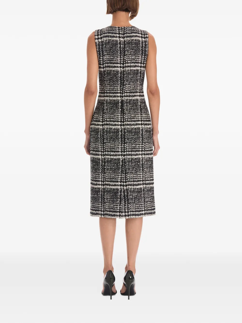 Oscar de la Renta glen-plaid boucle-tweed midi dress Zwart