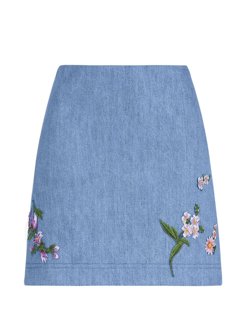 Oscar de la Renta Mini-rok met geborduurde bloemen Blauw