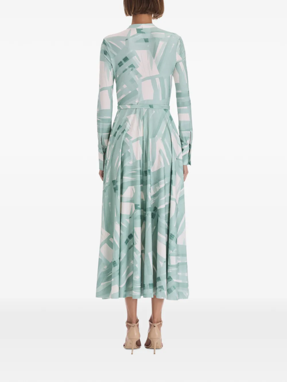 Oscar de la Renta belted abstract-print midi dress Groen