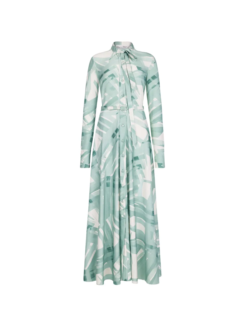 Oscar de la Renta belted abstract-print midi dress Groen