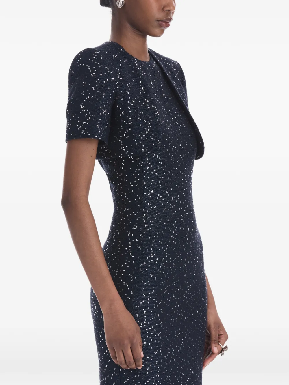 Oscar de la Renta Cropped jack verfraaid met pailletten Blauw