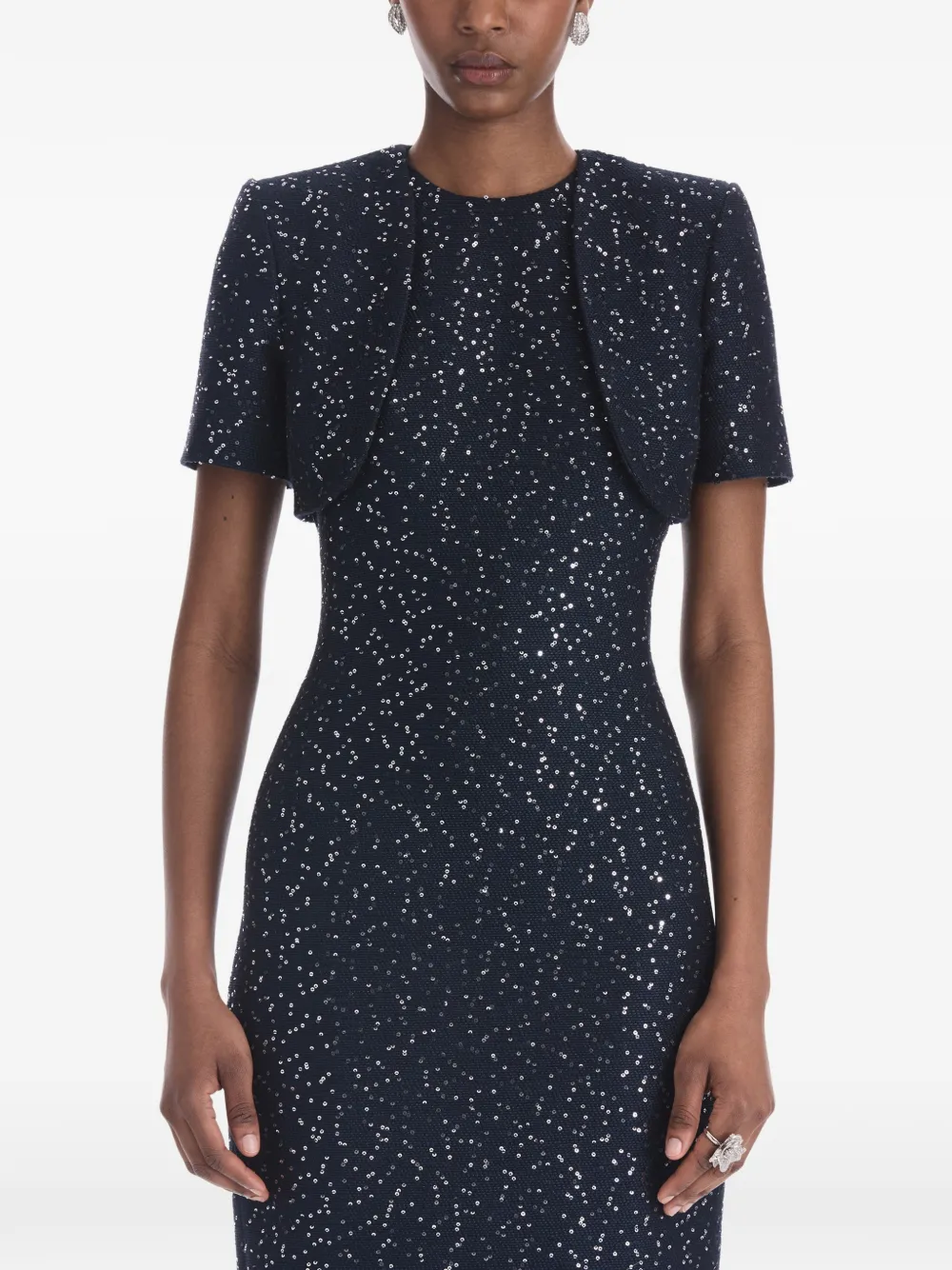 Oscar de la Renta Cropped jack verfraaid met pailletten Blauw