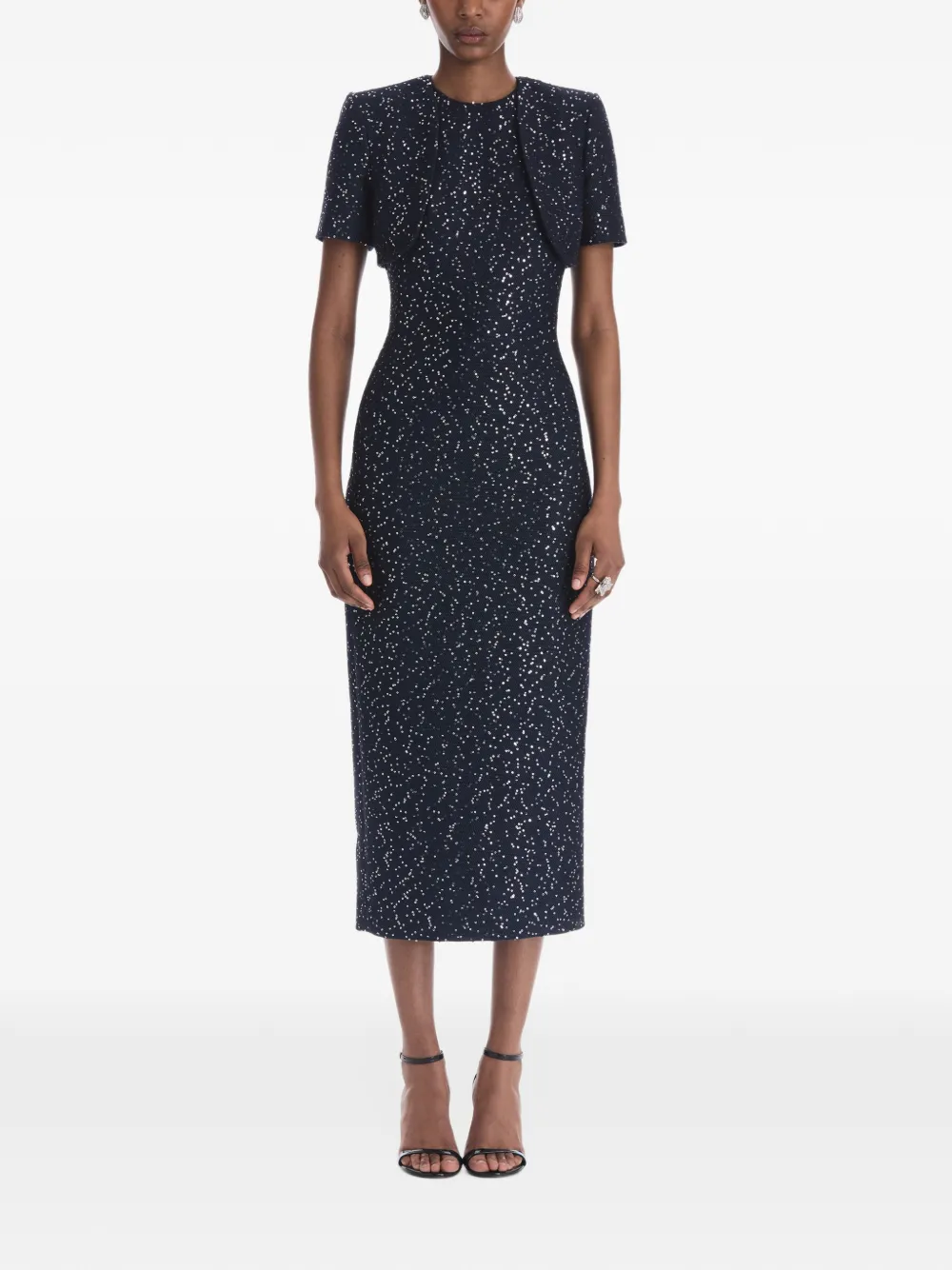 Oscar de la Renta Cropped jack verfraaid met pailletten Blauw