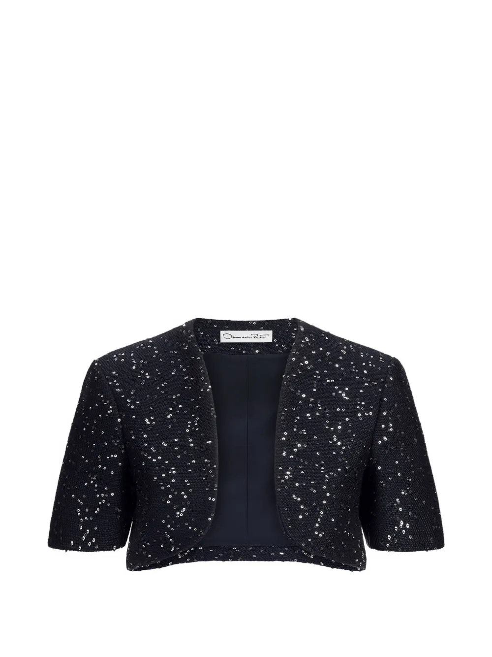 Oscar de la Renta Cropped jack verfraaid met pailletten Blauw