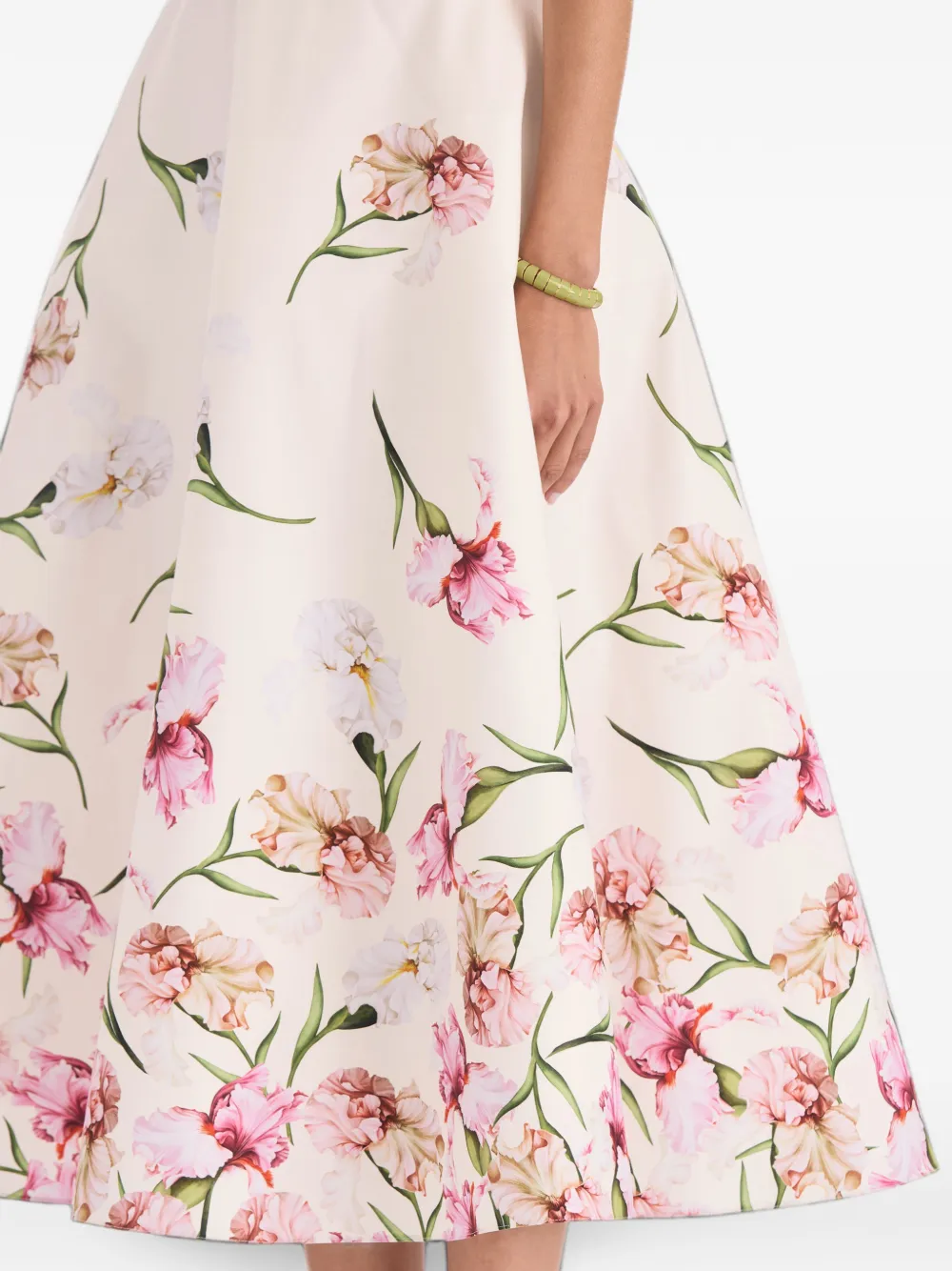 Oscar de la Renta iris-print A-line midi skirt Beige
