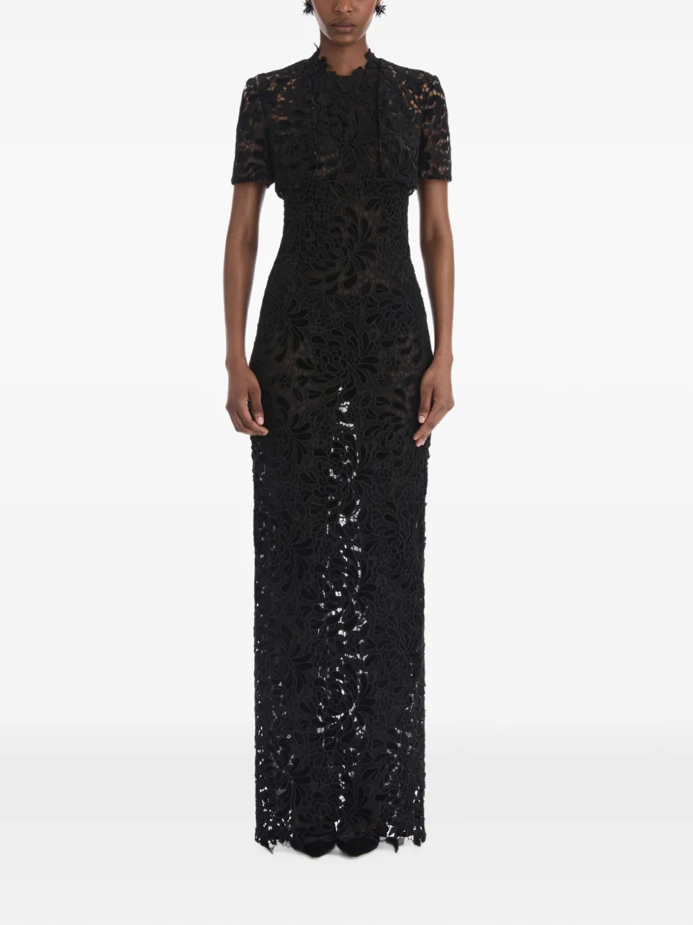 Oscar de la Renta lace short-sleeve jacket Zwart