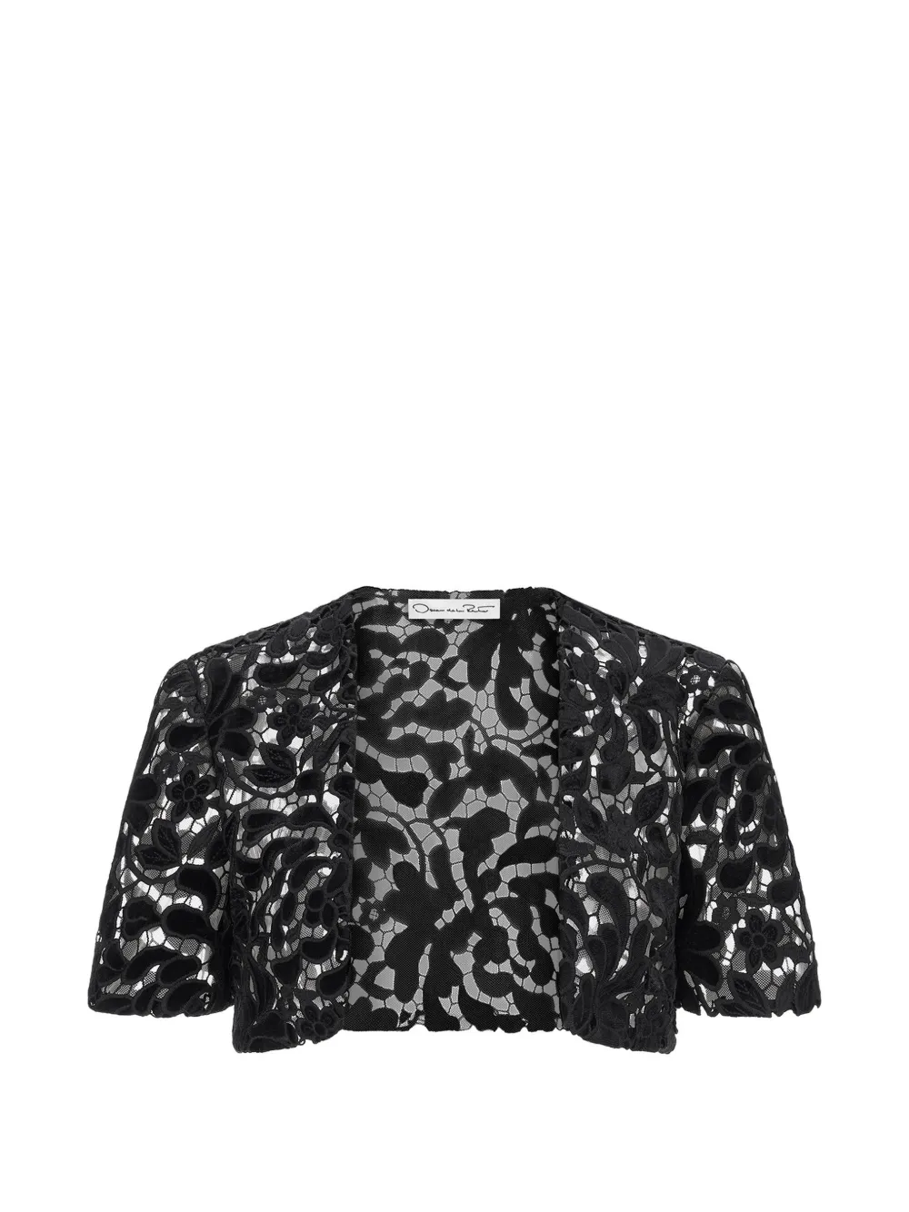 Oscar de la Renta lace short-sleeve jacket Zwart