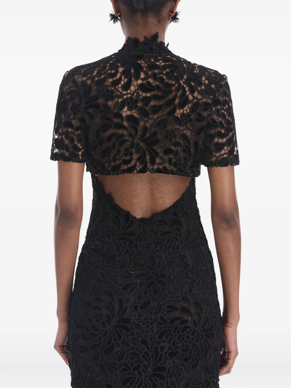 Oscar de la Renta lace short-sleeve jacket Zwart
