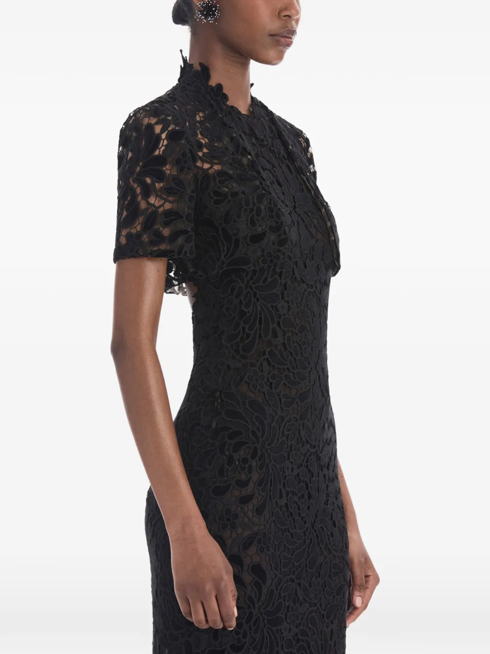 Oscar de la Renta lace short-sleeve jacket Zwart