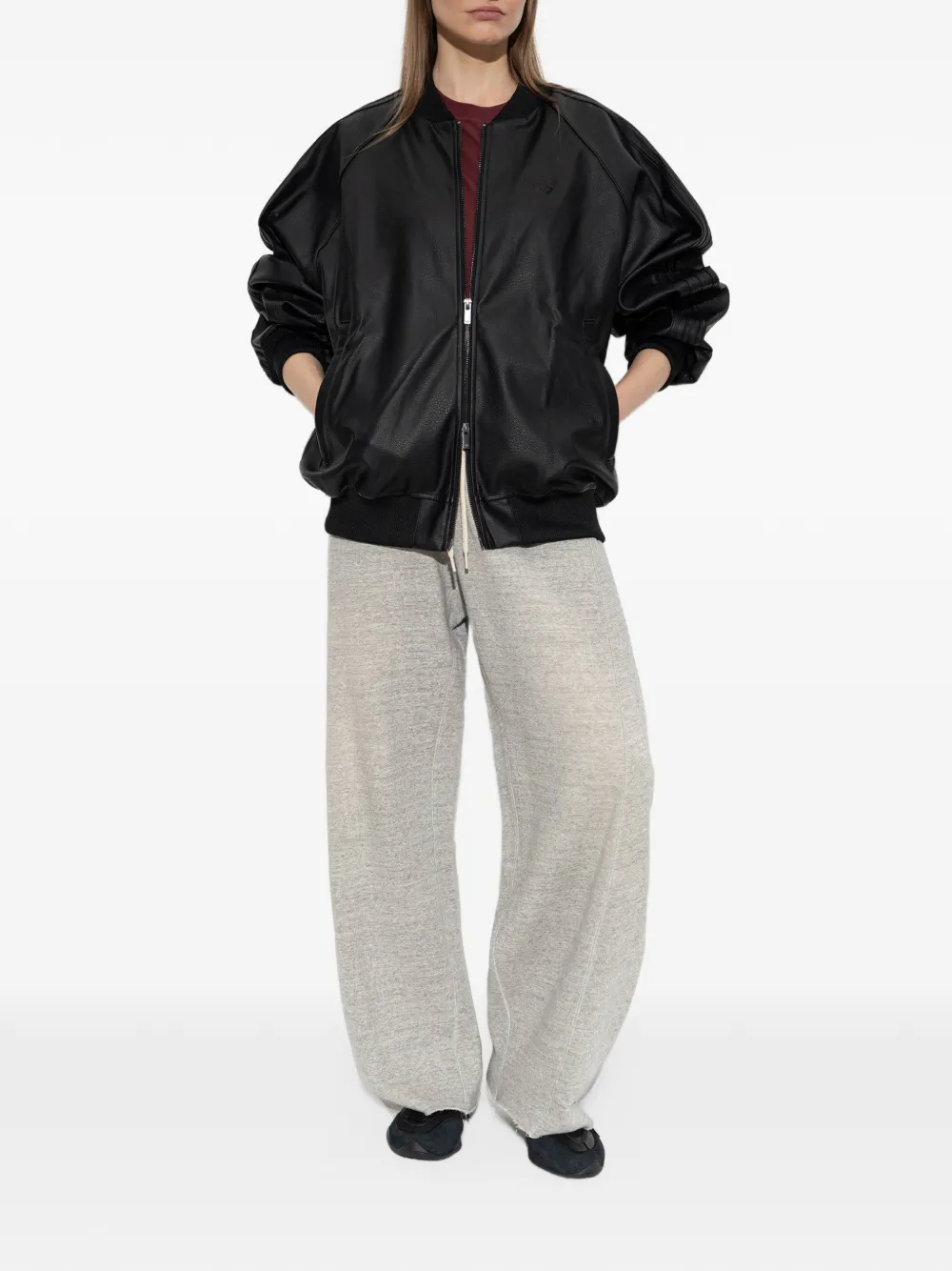 adidas Pleather SST oversized track top Zwart