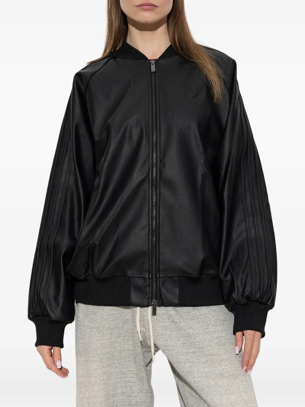 adidas Pleather SST oversized track top Zwart