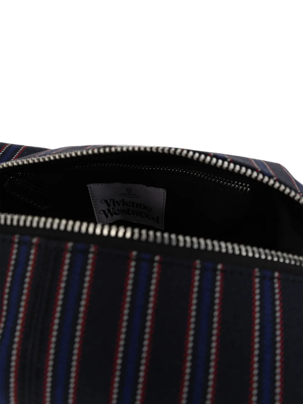 Vivienne Westwood Orb-plaque striped wash bag Blauw