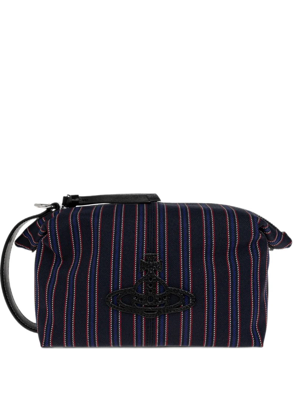 Vivienne Westwood Orb-plaque striped wash bag - Blu