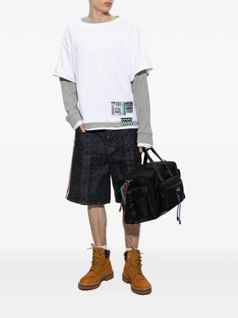 DSQUARED2 layered-effect logo-patch T-shirt Wit