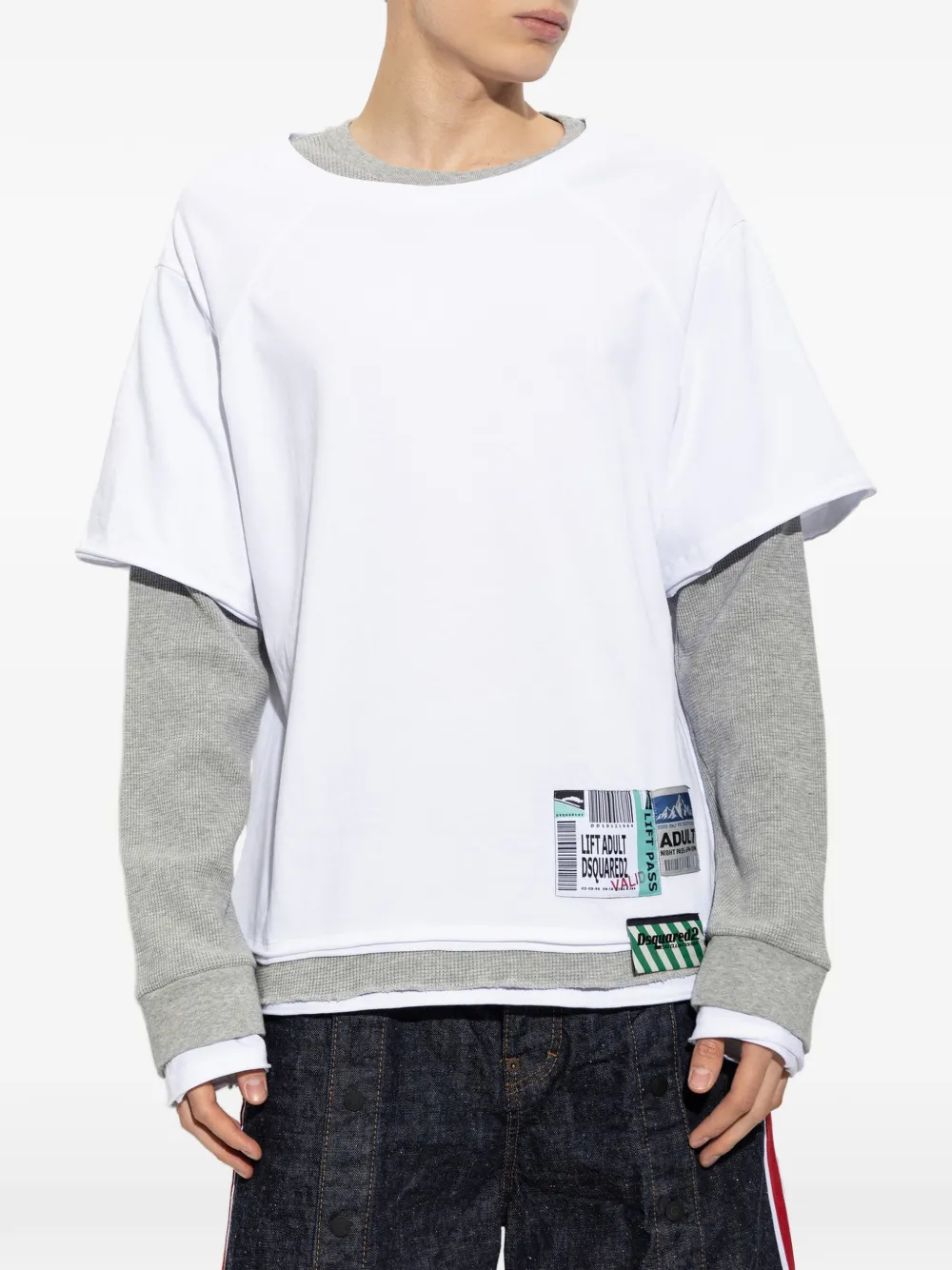 DSQUARED2 layered-effect logo-patch T-shirt Wit