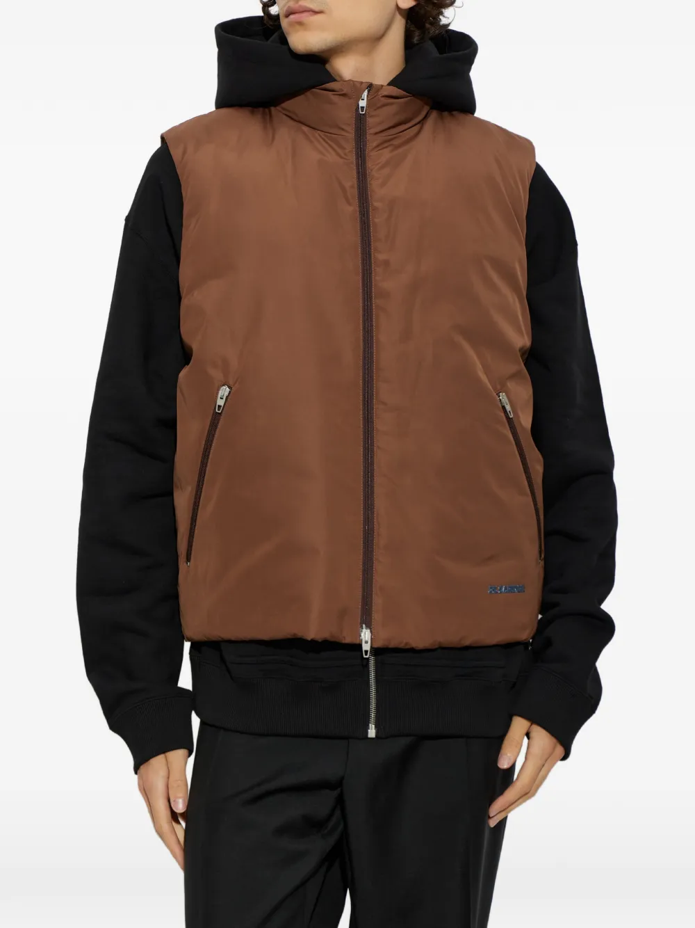 Jil Sander insulated zip-up gilet Bruin