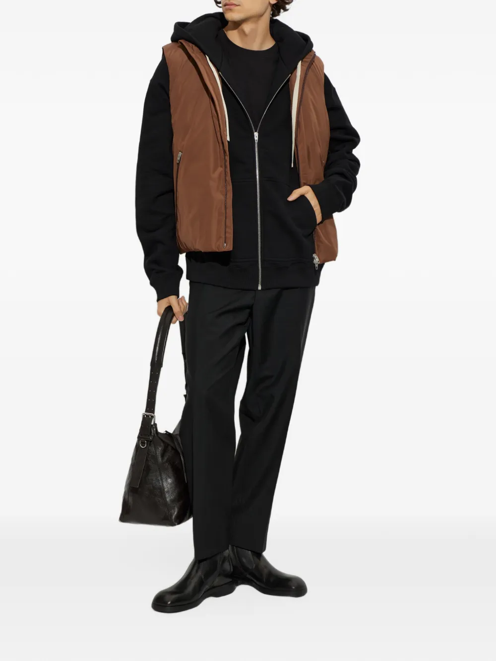 Jil Sander insulated zip-up gilet Bruin