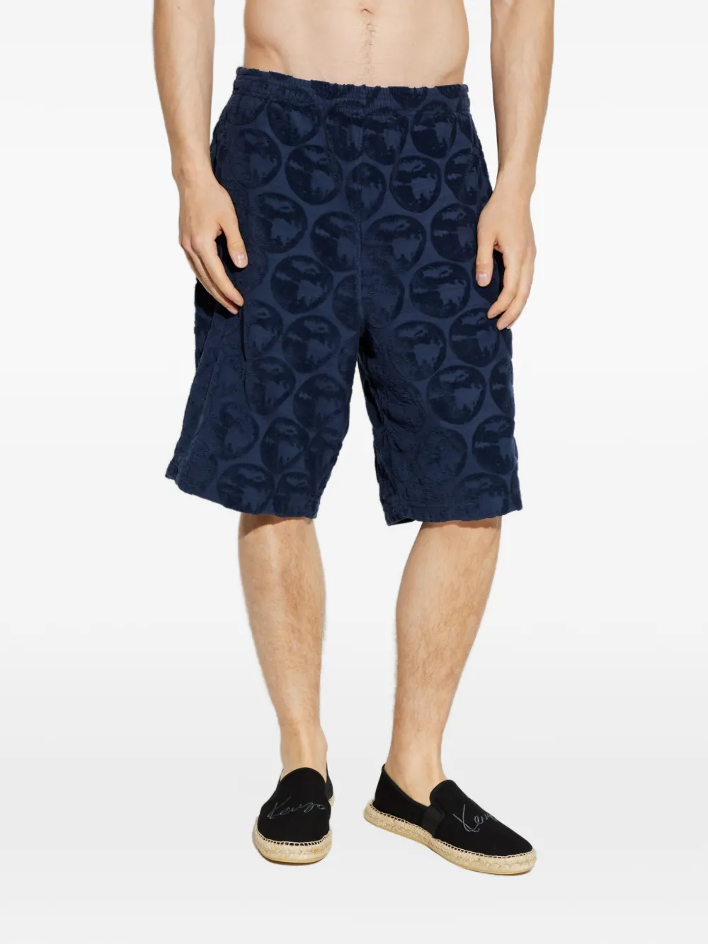 Kenzo Apple Pop monogram-pattern cotton shorts Blauw
