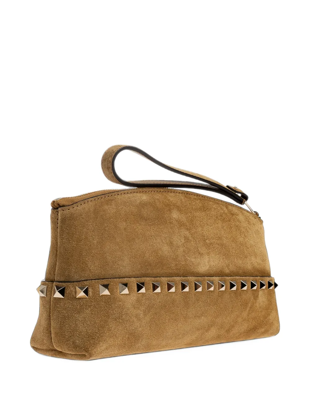 Valentino Garavani Rockstud suède clutch Bruin