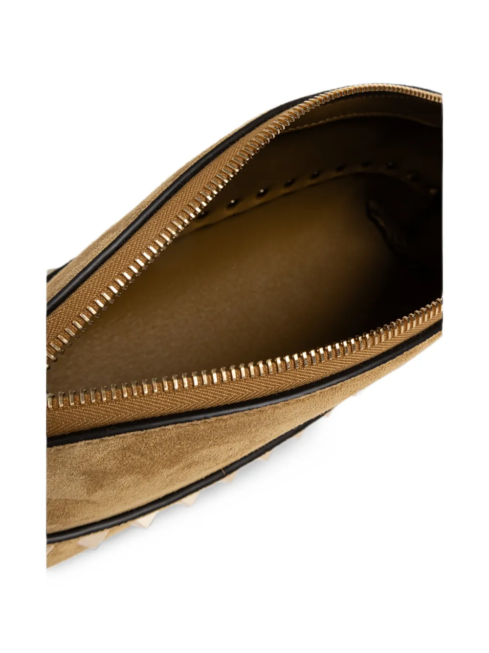 Valentino Garavani Rockstud suède clutch Bruin