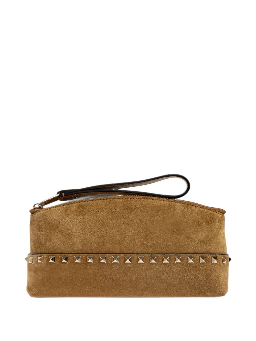 Valentino Garavani Rockstud suède clutch Bruin