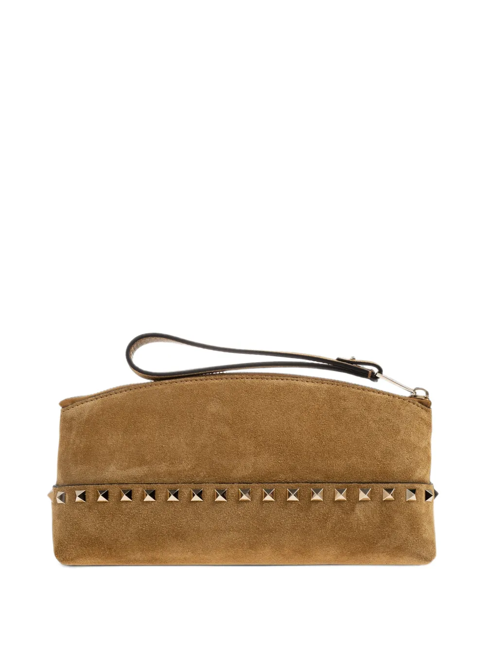 Valentino Garavani Rockstud suède clutch Bruin