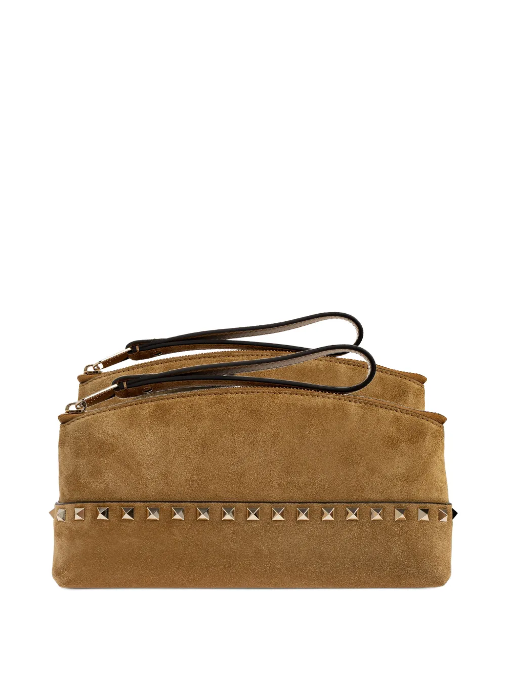Valentino Garavani Clutch Rockstud in pelle scamosciata - Marrone