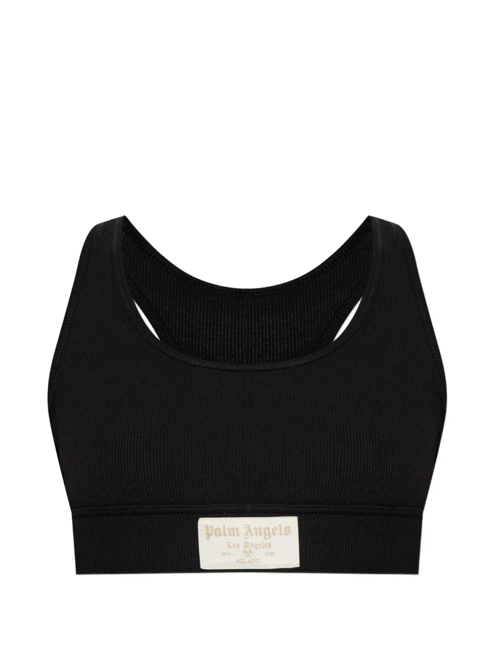 Palm Angels Reggiseno a coste con logo - Nero