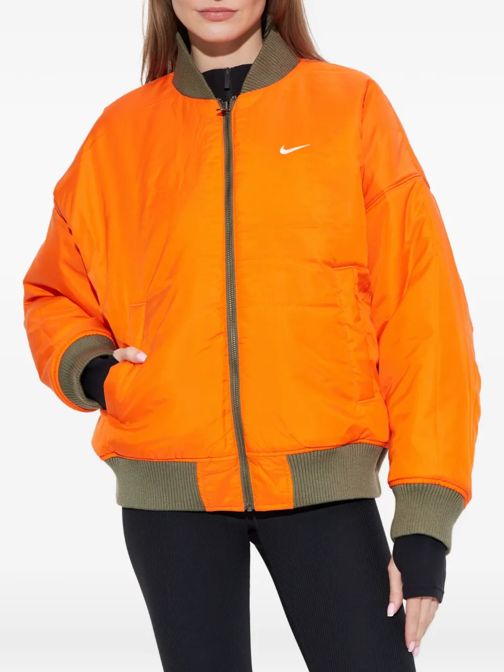 Nike Omkeerbaar bomberjack met geborduurd logo Groen